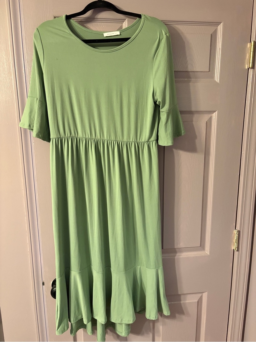Boutique Reborn J Sage Green Ruffle Sleeve High-Low Dress